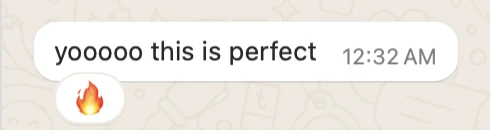 Client message: "yooooo this is perfect".